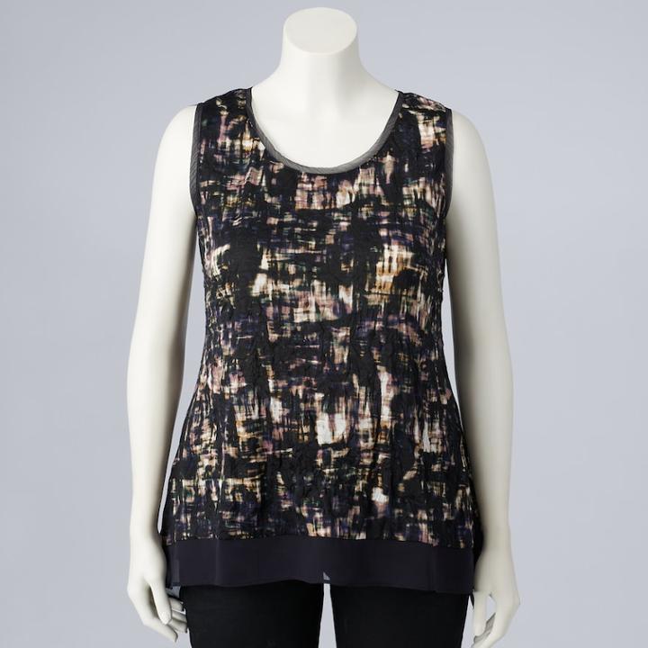 Plus Size Simply Vera Vera Wang Crinkle Hanky Hem Tank, Women's, Size: 3xl, Oxford