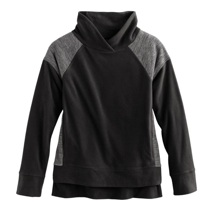 Girls 7-16 & Plus Size So&reg; Microfleece Cowlneck Pullover, Size: 20 1/2, Black