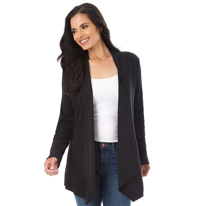 Women's Apt. 9&reg; French Terry Cardigan, Size: Small, Black