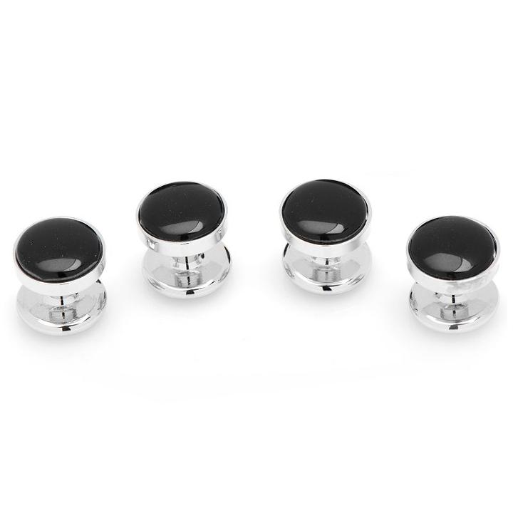 Silver & Onyx Stud Set, Men's, Black