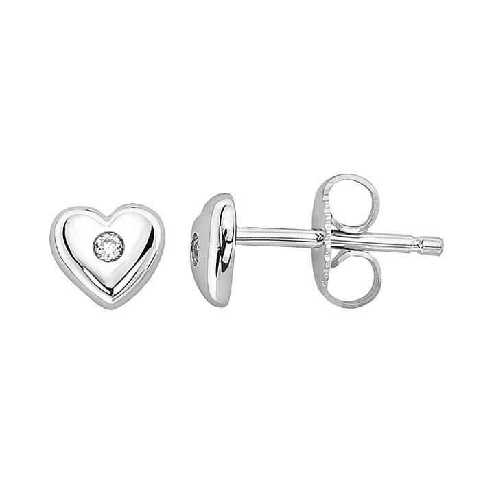 Little Diva Diamonds Kids' Sterling Silver Diamond Accent Heart Stud Earrings, Women's, White
