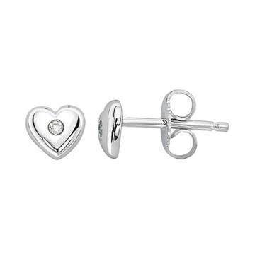 Little Diva Diamonds Kids' Sterling Silver Diamond Accent Heart Stud Earrings, Women's, White