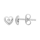 Little Diva Diamonds Kids' Sterling Silver Diamond Accent Heart Stud Earrings, Women's, White