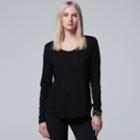 Women's Simply Vera Vera Wang Textured Scoopneck Tee, Size: Medium, Black