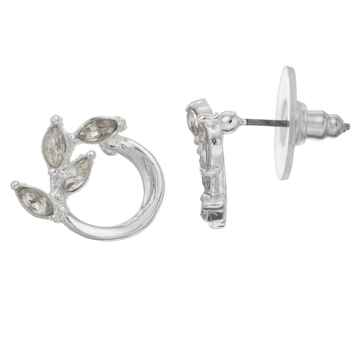 Lc Lauren Conrad Nickel Free Simulated Crystal Button Earring, Women's, Silver