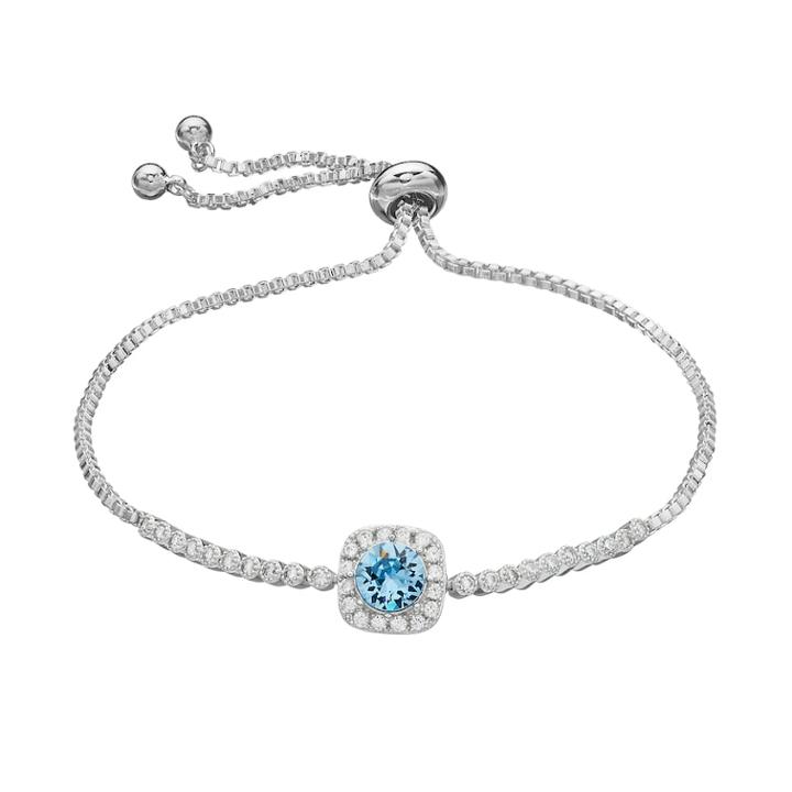 Brilliance Cubic Zirconia Halo Bolo Bracelet With Swarovski Crystals, Women's, Blue