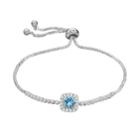 Brilliance Cubic Zirconia Halo Bolo Bracelet With Swarovski Crystals, Women's, Blue