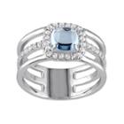 Blue & White Topaz Sterling Silver Triple Row Halo Ring, Women's, Size: 5
