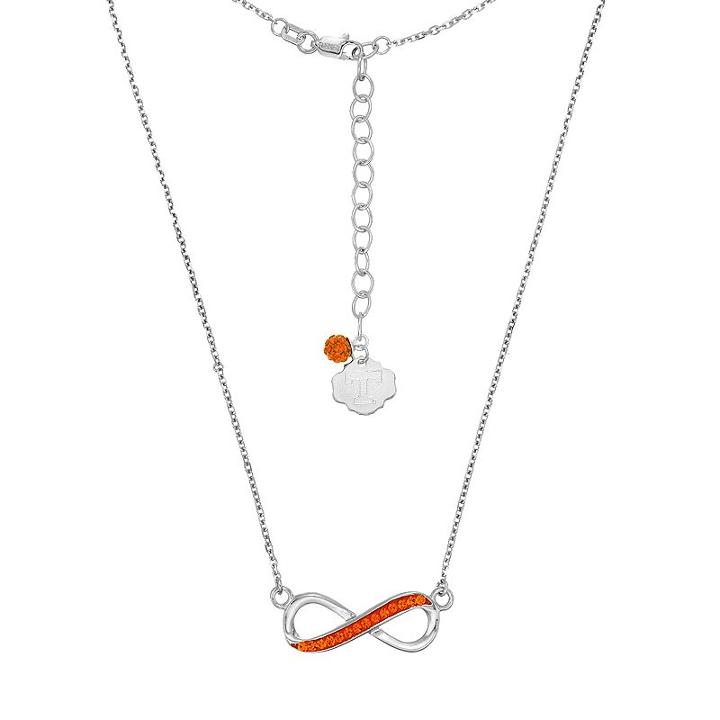 Tennessee Volunteers Sterling Silver Crystal Infinity Necklace, Women's, Size: 18, Orange