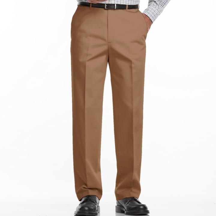 Men's Haggar® Work To Weekend® Classic-fit Flat-front No-iron Expandable Waist Pants, Size: 38x31, Dark Beige