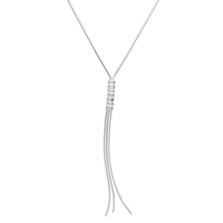 Snake Chain Baguette Y Necklace, Women's, Silver