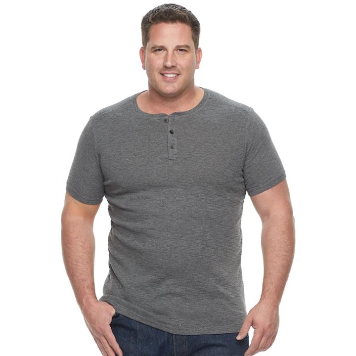 Big & Tall Apt. 9&reg; Slubbed Henley, Men's, Size: L Tall, Dark Grey