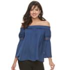 Women's Jennifer Lopez Off-the-shoulder Satin Top, Size: Large, Dark Blue