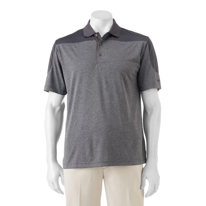 Men's Grand Slam Classic-fit Heathered Motionflow Performance Golf Polo, Size: Small, Grey Other