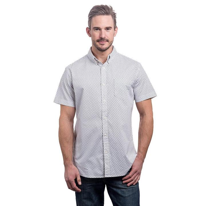 Men's Lee Classic-fit Patterned Stretch Button-down Shirt, Size: Xxl, White Oth