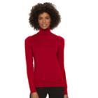 Women's Chaps Solid Turtleneck, Size: Medium, Red