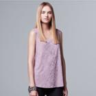 Women's Simply Vera Vera Wang Floral Jaquard Tank, Size: Xs, Med Purple