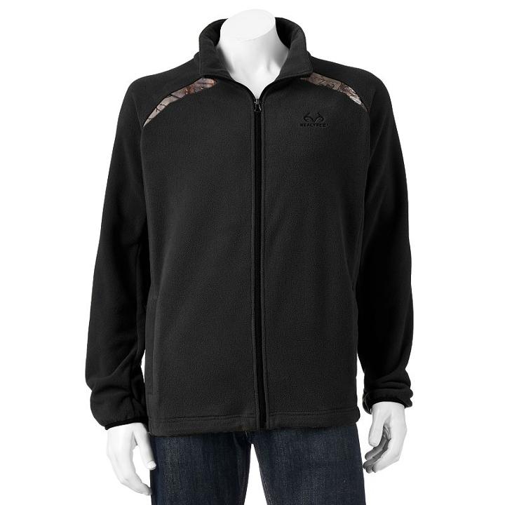 Men's Realtree Polar Fleece Performance Jacket, Size: Large, Black