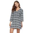 Women's Apt. 9&reg; Hooded Medallion Cover-up, Size: Small, Black