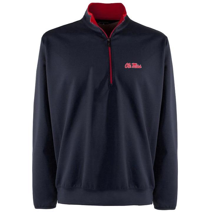 Men's Ole Miss Rebels 1/4-zip Leader Pullover, Size: Xl, Blue
