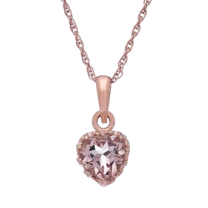 Tiara 14k Rose Gold Over Silver Simulated Morganite Heart Pendant, Women's, Size: 18, Pink
