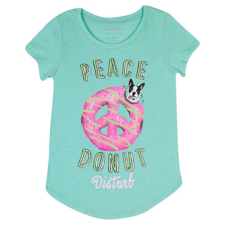Girls 7-16 Harper & Elliott Rounded-hem Graphic Tee, Girl's, Size: Xs, Lt Green