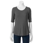 Women's Apt. 9&reg; Essential Striped Boatneck Tee, Size: Small, Dark Grey
