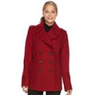 Women's Croft & Barrow&reg; Double-breasted Wool Blend Peacoat, Size: Xl, Med Red