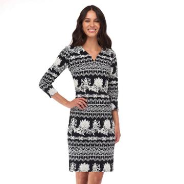 Women's Indication Abstract Striped Sheath Dress, Size: Medium, Black