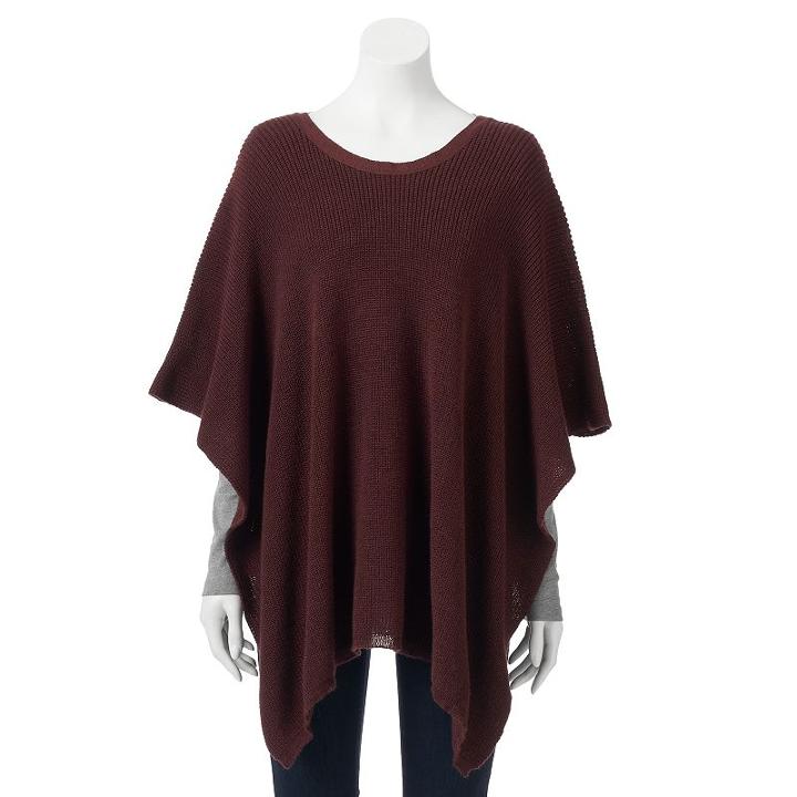 Lc Lauren Conrad Velvet Crisscross Back Poncho, Women's, Brown Over