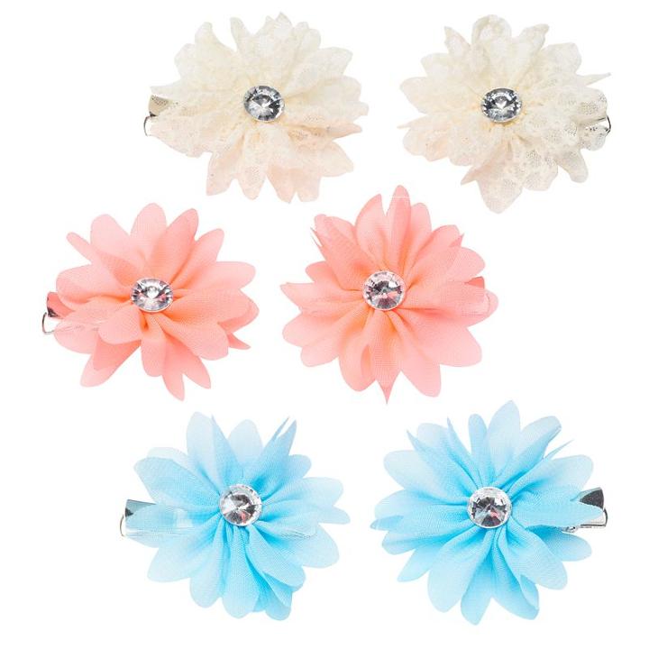 Girls 4-16 6-pk. Neon Flower Hair Clips, Girl's, Brt Orange