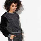 K/lab Faux-fur Sleeve Sweatshirt, Teens, Size: Xl, Black