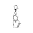 Personal Charm Crystal Sterling Silver Cat Charm, Women's, White
