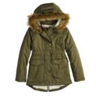 Girls 4-16 So&reg; Sherpa-lined Faux-fur Heavyweight Anorak Jacket, Size: 16, Green
