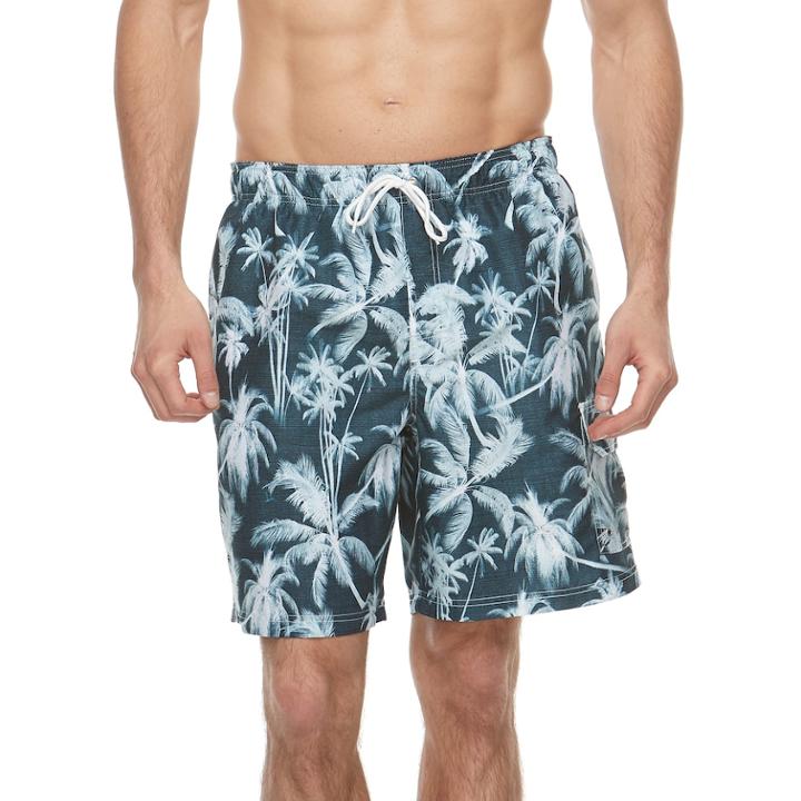 Big & Tall Croft & Barrow&reg; Tropical Printed Swim Trunks, Men's, Size: Xl Tall, Blue (navy)