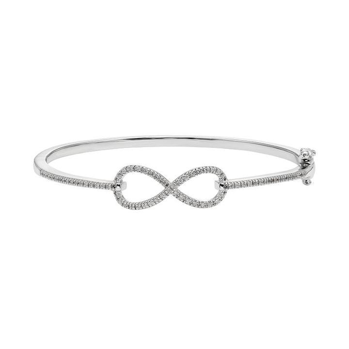 Diamond Splendor Crystal & Diamond Accent Sterling Silver Infinity Bangle Bracelet, Women's, White