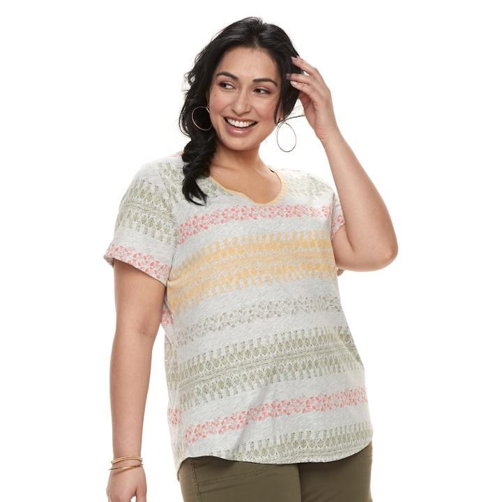 Plus Size Sonoma Goods For Life&trade; Essential V-neck Tee, Women's, Size: 3xl, Light Grey