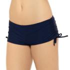 Juniors' Hot Water Solid Boyshort Bottoms, Size: Large, Dark Grey
