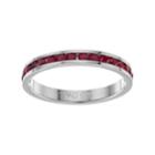 Traditions Sterling Silver Crystal Birthstone Eternity Ring, Women's, Size: 6, Red