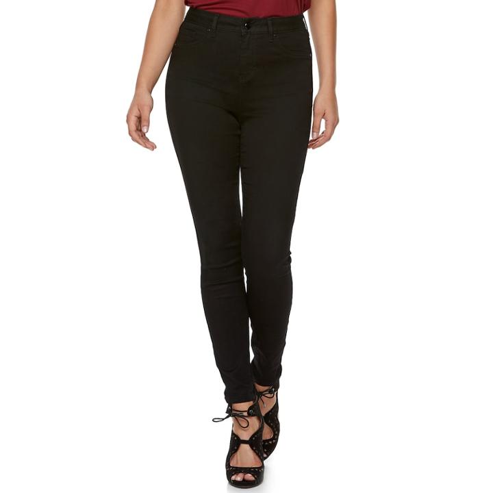 Women's Jennifer Lopez High-waisted Super Skinny Jeans, Size: 4, Black
