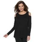 Women's Elle&trade; Cold-shoulder Top, Size: Xxl, Black