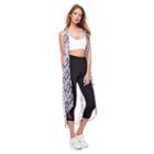 Madden Nyc Feather Print Duster Vest, Women's, Beige Oth