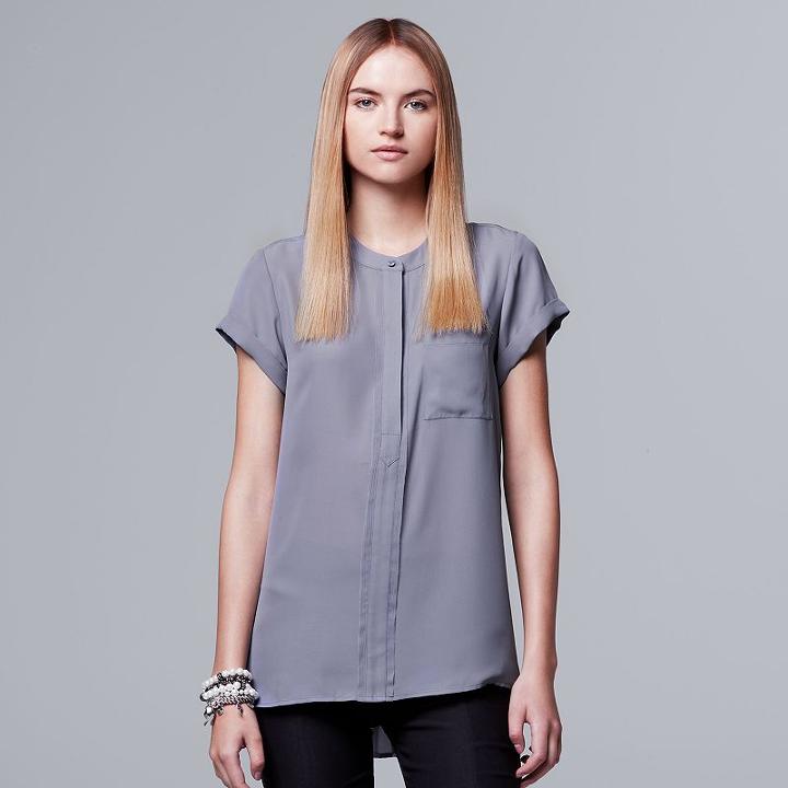 Women's Simply Vera Vera Wang Chiffon High-low Top, Size: Xl, Med Grey