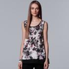 Women's Simply Vera Vera Wang Print Handkerchief Hem Tank, Size: Large, Natural