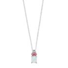 Sterling Silver Simulated Opal & Cubic Zirconia Rectangle Pendant Necklace, Women's, White