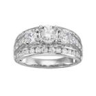 10k White Gold 2 Carat T.w. Diamond 3-stone Multi Row Engagement Ring, Women's, Size: 7