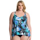 Plus Size Croft & Barrow&reg; Hip Minimizer Flounce Swimsuit, Women's, Size: 16 W, Pagoda Blue Floral
