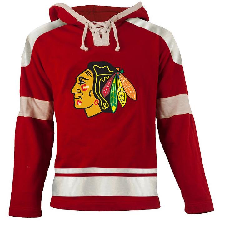 Old Time Hockey Chicago Blackhawks Grant Lace-up Jersey Fleece Hoodie - Men, Size: Xl, Red