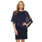Women's Chaps Sequin Cold-shoulder Chiffon-overlay Evening Dress, Size: 18, Blue (navy)