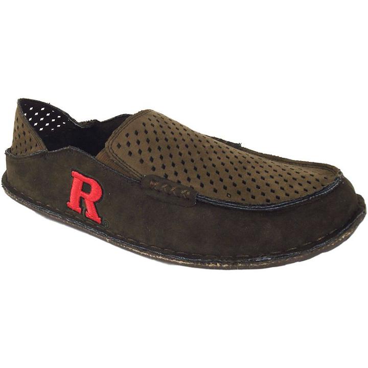 Men's Rutgers Scarlet Knights Cayman Perforated Moccasin, Size: 11, Beig/green (beig/khaki)